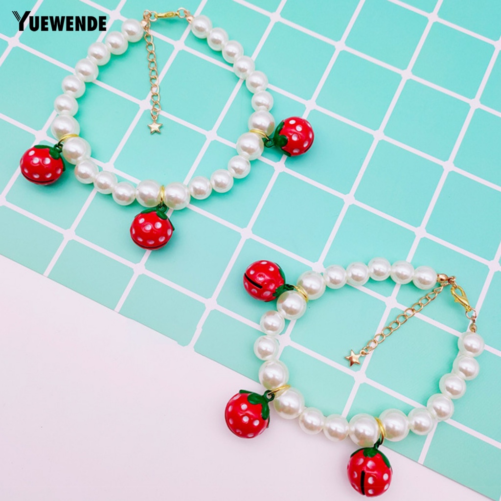 Dây Chuyền Đeo Cổ Bằng Kim Loại Trọng Lượng Nhẹ Họa Tiết Dâu Tây Dành Cho Thú Cưng