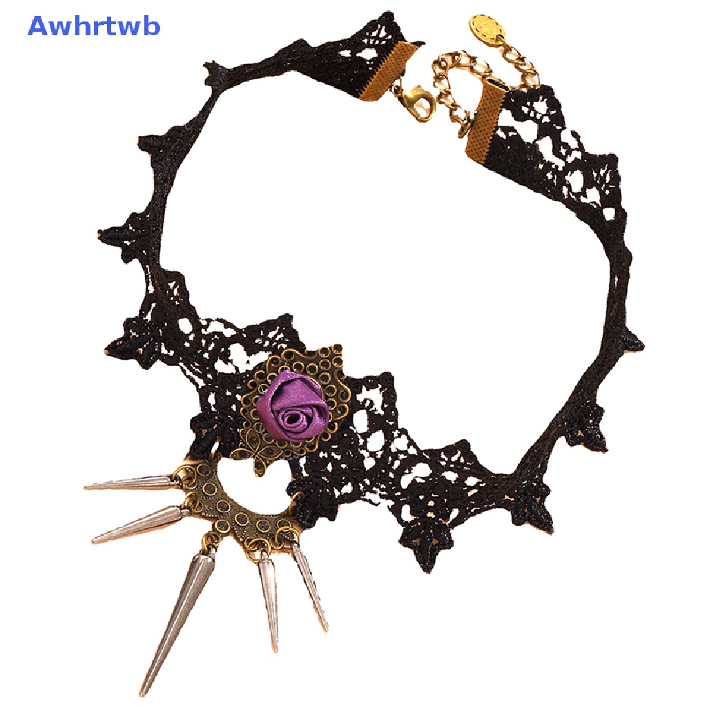 Vòng Cổ Choker Ren Phối Đinh Tán Phong Cách Gothic Thời Trang Cho Nữ Mới