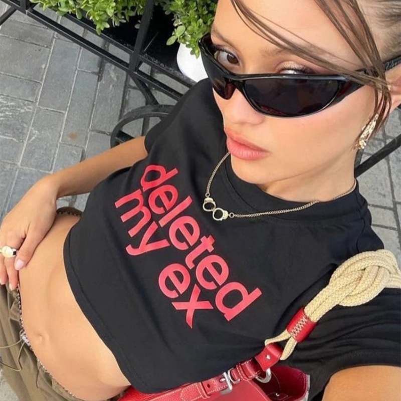 Áo Croptop Tay Ngắn Dáng Ôm Đơn Giản Dễ Phối Đồ Thời Trang Mùa Hè Cho Bạn Gái