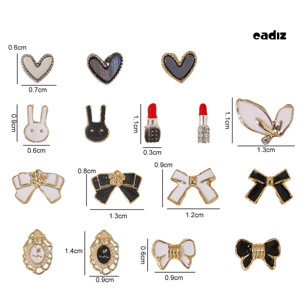 Set 10 Phụ Kiện Trang Trí Móng Tay Nghệ Thuật Bằng Hợp Kim Ba Chiều Độ Bóng Cao Hình Nơ Hoa Trà