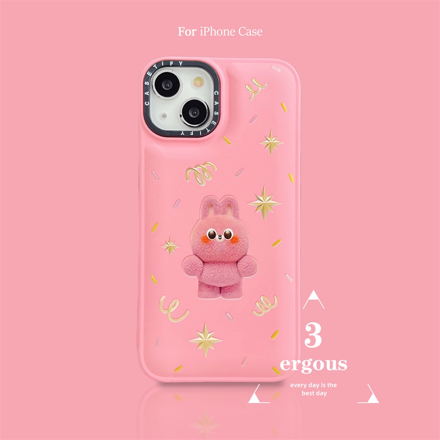 Ốp Điện Thoại TPU Mềm Họa Tiết Thỏ Hồng Selfie Bảo Vệ Ống Kính Cho iPhone 14 13 12 11 Pro Max SE2020 X XR Xs Max
