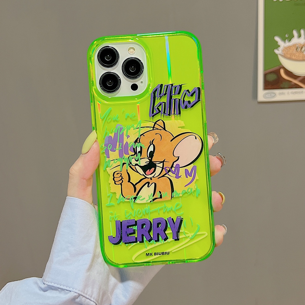 Ốp Điện Thoại TPU Dẻo Trong Suốt Họa Tiết Hoạt Hình Tom and Jerry Lấp Lánh Chống Rơi Cho iPhone 14 13 12 Pro Max