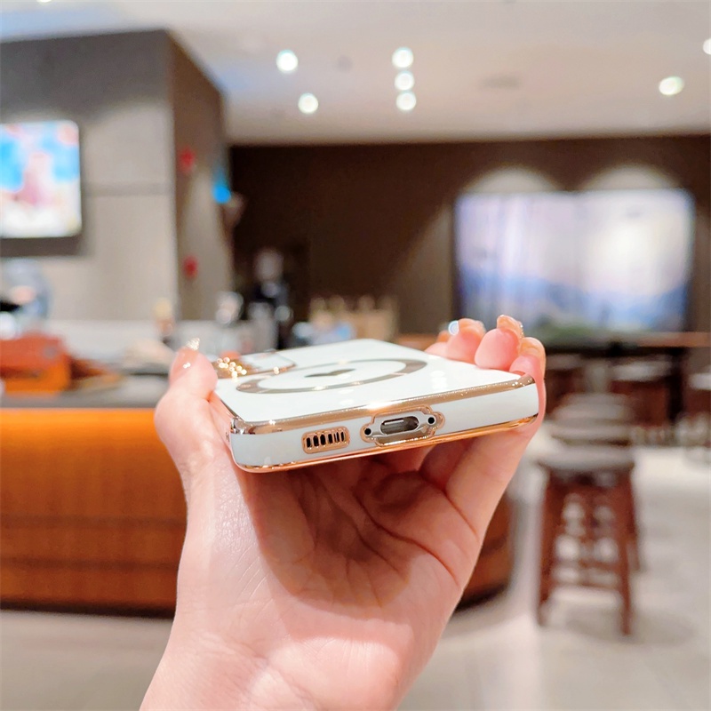 Ốp Điện Thoại Silicon Mềm Nam Châm Mạ Hình Trái Tim Cho Samsung Galaxy S23 S22 Ultra S23 Plus