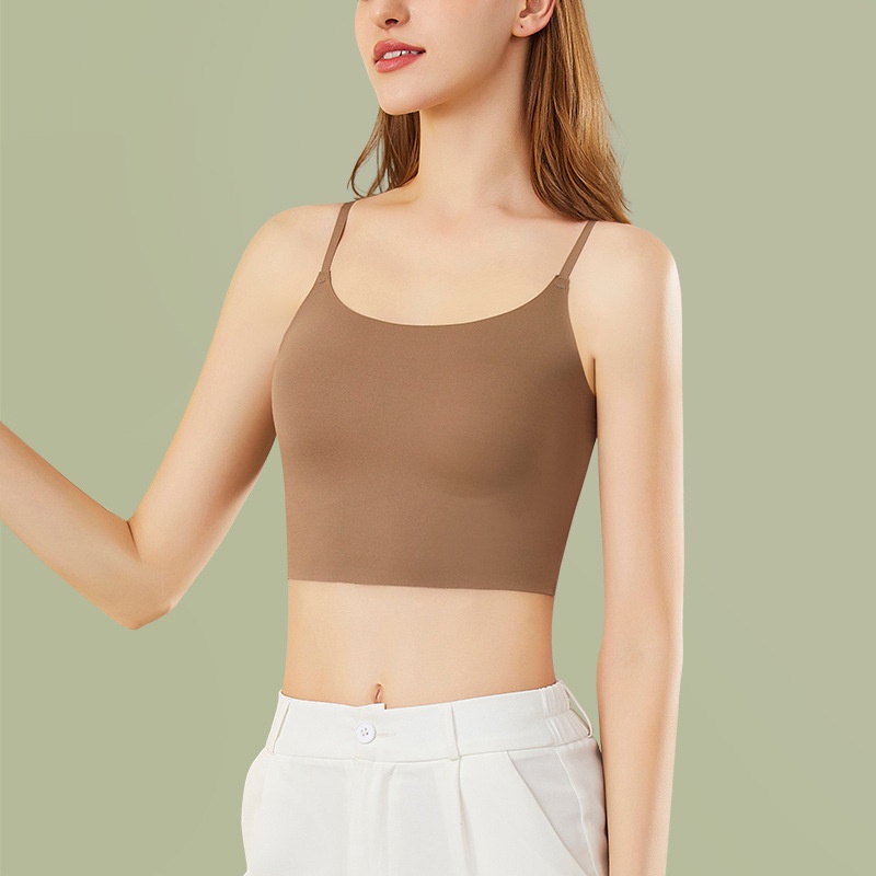 Áo Lót Lụa Mát Một Mảnh Có Mút Đệm Ngực Lưng Đẹp Thời Trang Mùa Hè Dành Cho Bạn Nữ Mặc Ngoài Trời