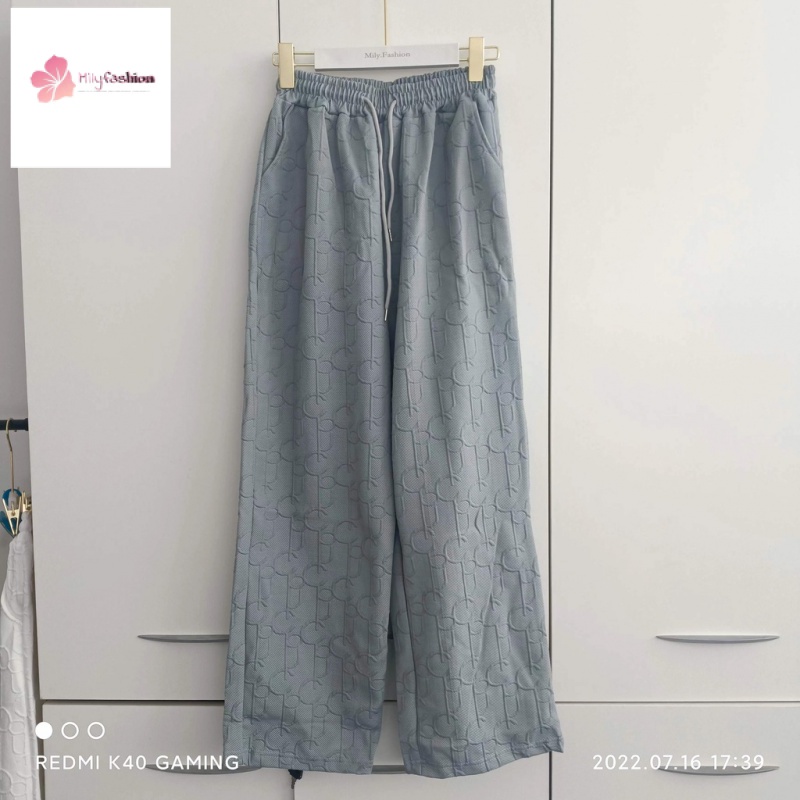 Quần dài dáng rộng lưng cao phù hợp với các kích thước thêu jacquard thời trang mùa xuân cho nữ 2022