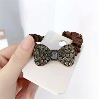 Dây Buộc Tóc Vải Lụa Satin Co Giãn Đính Đá Pha Lê Thời Trang Cho Nữ