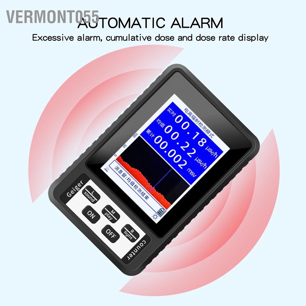 Vermont055 Máy đo bức xạ hạt nhân Geiger Counter theo dõi Beta Gamma X Ray cầm tay
