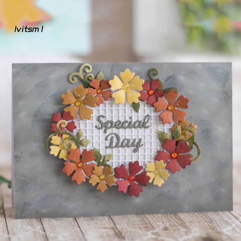 Khuôn Cắt Giấy Làm Từ Kim Loại Hình Oval Và Lưới Hoa Trang Trí Scrapbook