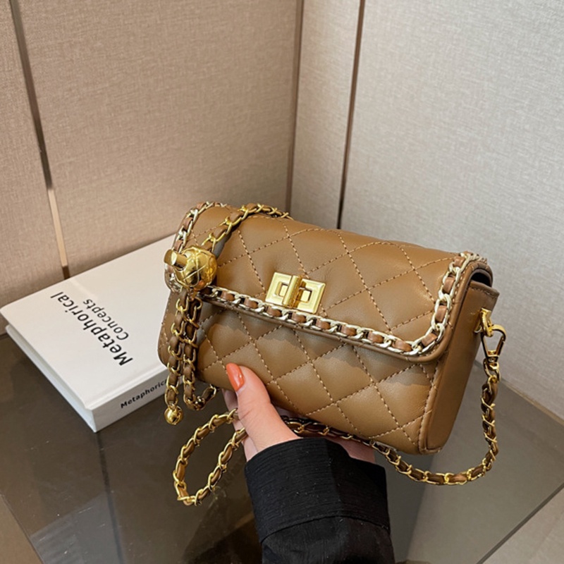 Ielgy Túi Đeo Vai Hình Vuông Nhỏ Thêu Chỉ Có Đường Chỉ Chất Lượng Cao Cho Nữ