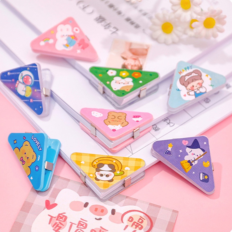Dễ Thương Kẹp Giấy Ghi Chú Bằng Nhựa Hình Tam Giác Họa Tiết Hoạt Hình Đáng Yêu