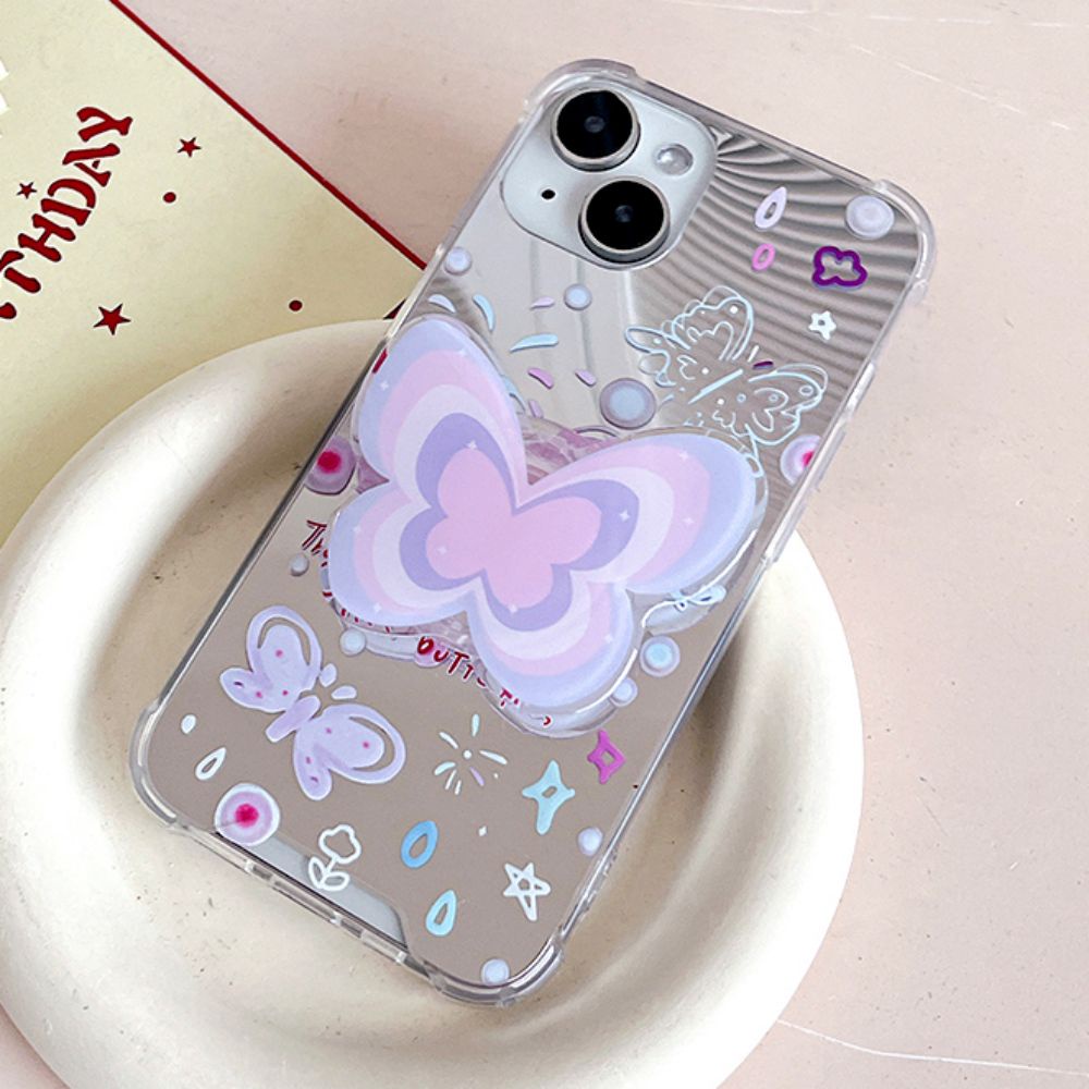 Ốp Điện Thoại TPU Mềm Họa Tiết Bươm Bướm Tráng Gương Bảo Vệ Bốn Góc Chống Rơi Cho IPhone 11 12 13 14 Pro Max