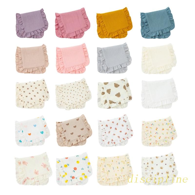 Khăn Lau Mồ Hôi Bằng Vải Cotton Phối Diềm Xếp Nếp Cho Bé