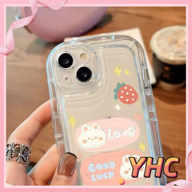 Ốp lưng iphone Vỏ xà phòng giảm xóc trong suốt của dâu tây thỏ màu hồngCho iPhone 6 / 6S / 6splus / se / 7 / 7plus / 8 / 8plus / X / xs / xsmax / 11 / 12 / 13 / 14 / Plus / pro / pro max-403