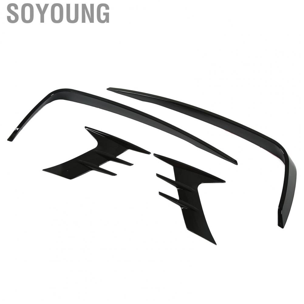 Soyoung Fog Lamp Eyebrow Frame Scratch Resistant Racing Style Glossy Black Aerodynamic Protective Wearproof Front Light Trim for