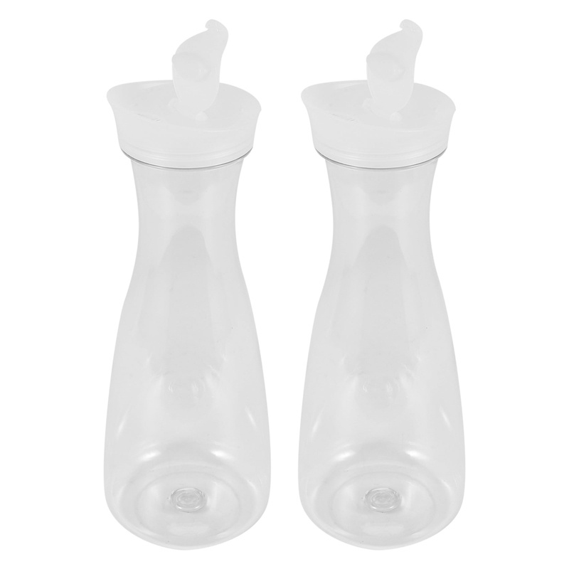 Bộ 2 Bình Đựng Nước Ép Nắp Lật Màu Trắng Bằng Nhựa Cấp Thực Phẩm Chống Vỡ Có Thể Tái Sử Dụng