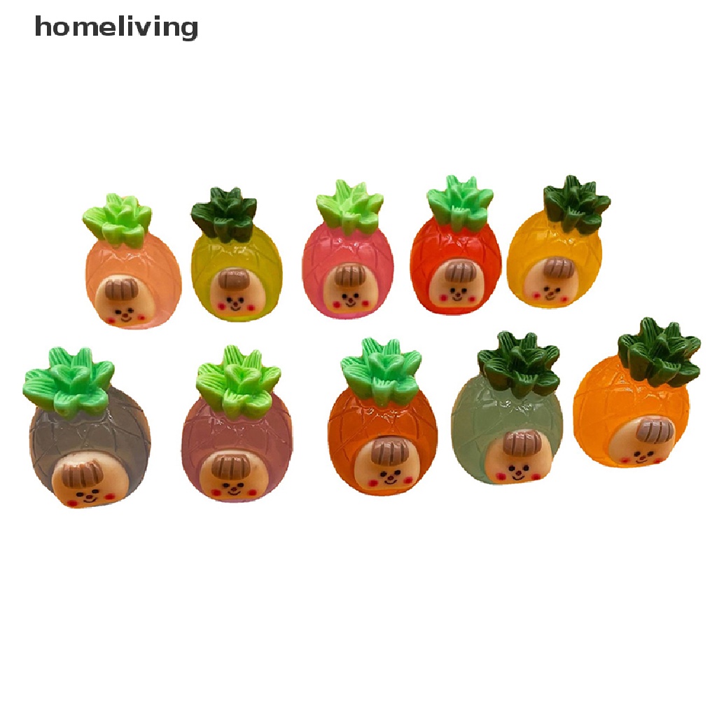 Bộ 2 Đồ trang trí Quả Dứa Hoạt Hình Mini Phát Sáng Dùng Trang Trí Tiểu Cảnh / Nhà Búp Bê