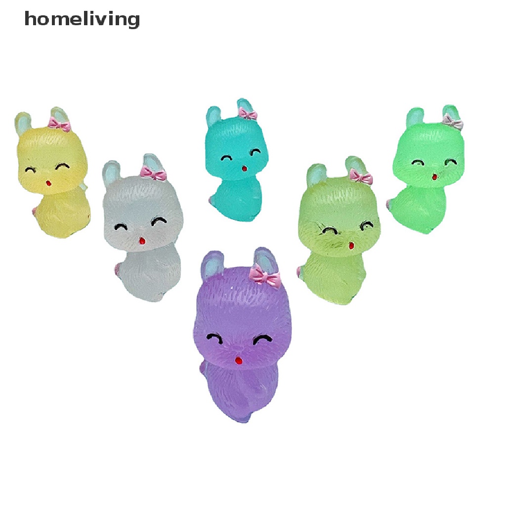 Bộ 2 Phụ Kiện Trang Trí Điện Thoại Hình Chú Thỏ Mini Bằng Resin Màu Dạ Quang DIY