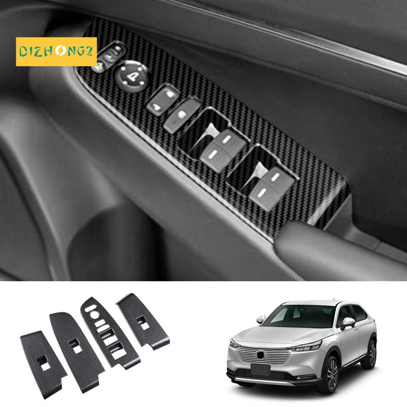 Miếng Dán Bảng Điều Khiển Nâng Cửa Kính Họa Tiết Sợi Carbon Cho Honda HRV HR-V Vezel 2021 2022