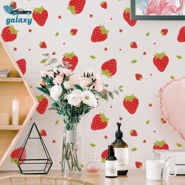 Galaxy Bộ 92 Miếng Dán Trang Trí Tường Chống Thấm Nước Hình Trái Dâu Nhiều Màu Sắc