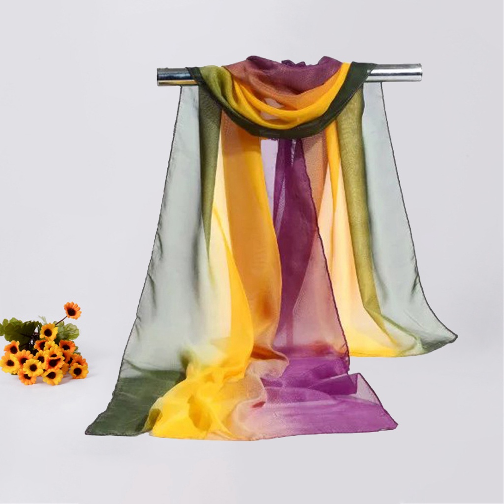 Khăn Choàng Chiffon Mỏng Mềm Mại Thoáng Khí Chống Tia UV Màu Sắc Thời Trang Mùa Hè Cho Nữ