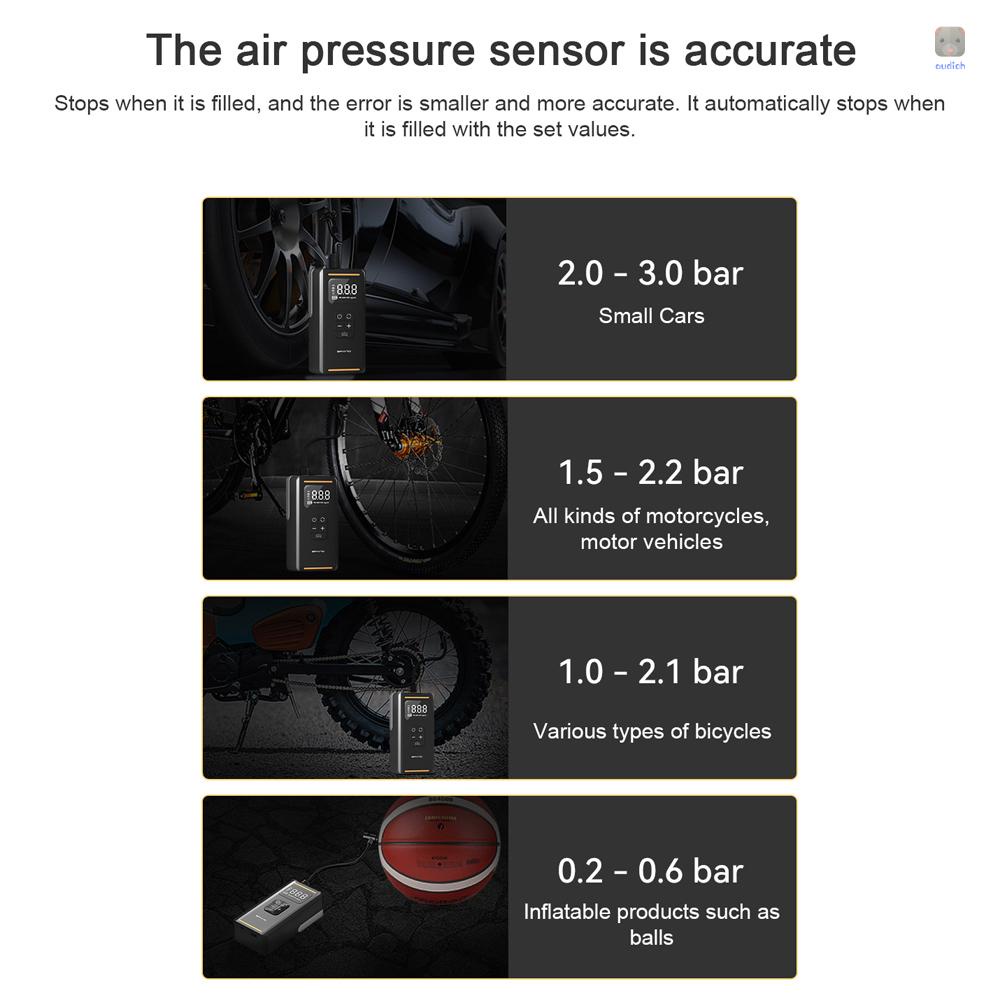 Máy Bơm Lốp Xe Hơi Cầm Tay Không Dây Đa Năng Có Màn Hình Hiển Thị Kỹ Thuật Số
