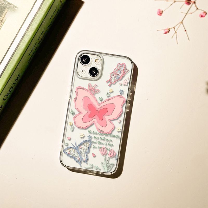 ✅Ốp Điện Thoại Mềm Trong Suốt In Chữ Tiếng Anh Và Bướm Cho iPhone14pro7811XR XSMAX 13 P5AT
