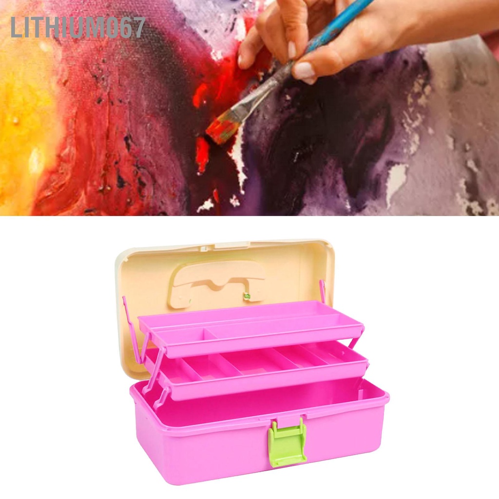 Lithium067 Hộp lưu trữ dành cho sinh viên nghệ thuật đựng đồ bằng nhựa tổ chức lớn 3 lớp dày