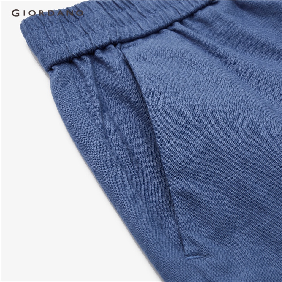 Quần đùi GIORDANO 05403323 vải lanh cotton lưng thun nhẹ dành cho nữ