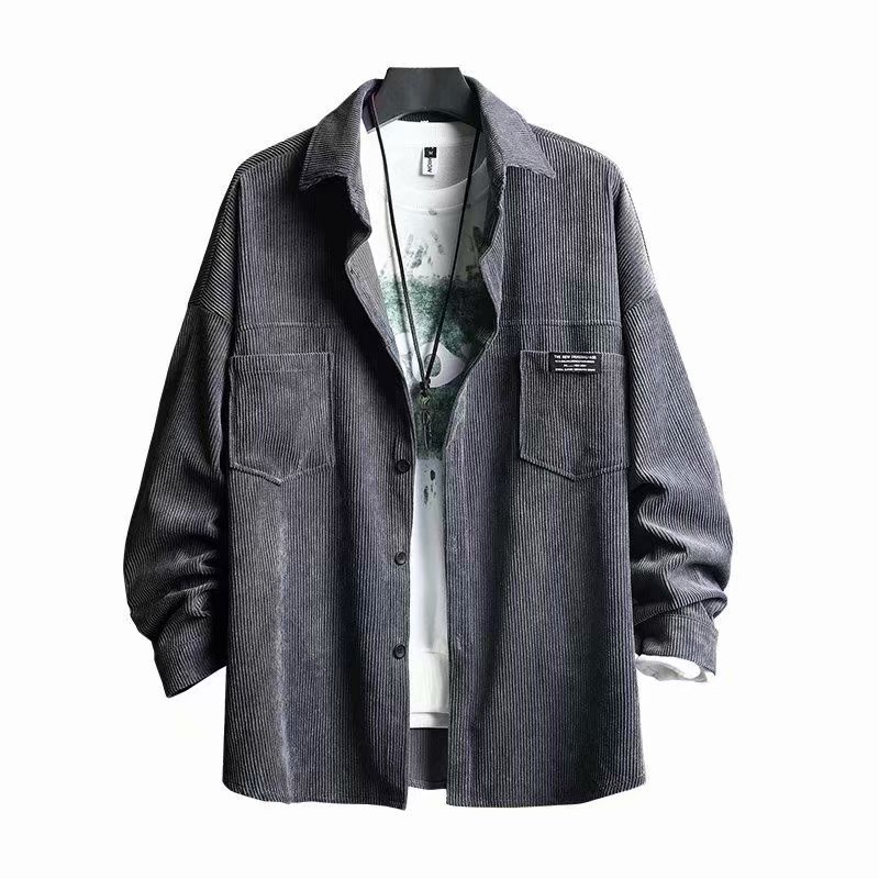 Áo sơ mi nam dài tay dáng rộng có size lớn vải nhung thời trang thu đông cho nam