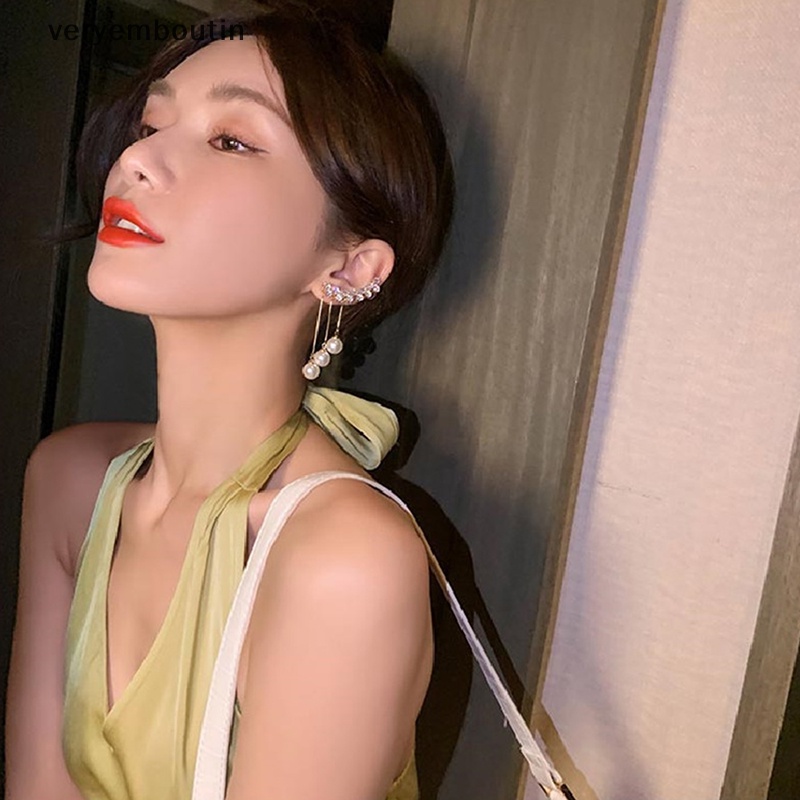 Bông Tai Mạ Bạc 925 Dáng Dài Đính Đá Phối Tua Rua Thời Trang