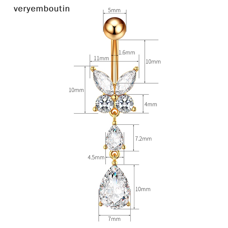 Khuyên Rốn Hình Giọt Nước Và Bướm Đính Đá Zircon Thời Trang Cho Nữ