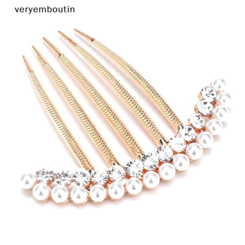 Lược Cài Tóc 5 Răng Đính Ngọc Trai Sang Trọng Cho Cô Dâu