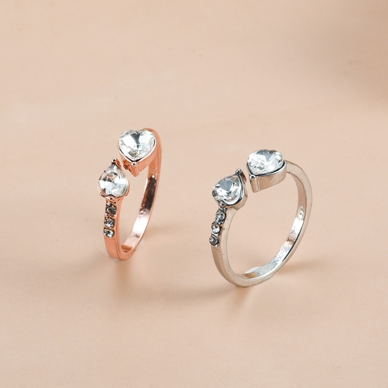 Nhẫn Hở Hình Trái Tim Đôi Đính Đá Zircon Thời Trang Cho Nữ