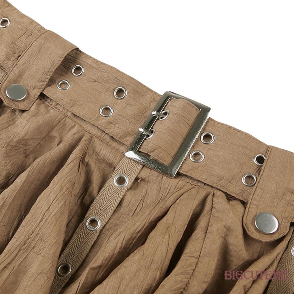 [] - Quần Short Mini Hai Dây Lưng Thấp Màu Trơn Có Khóa Cài Bên Trong Mùa Hè Cho Nữ