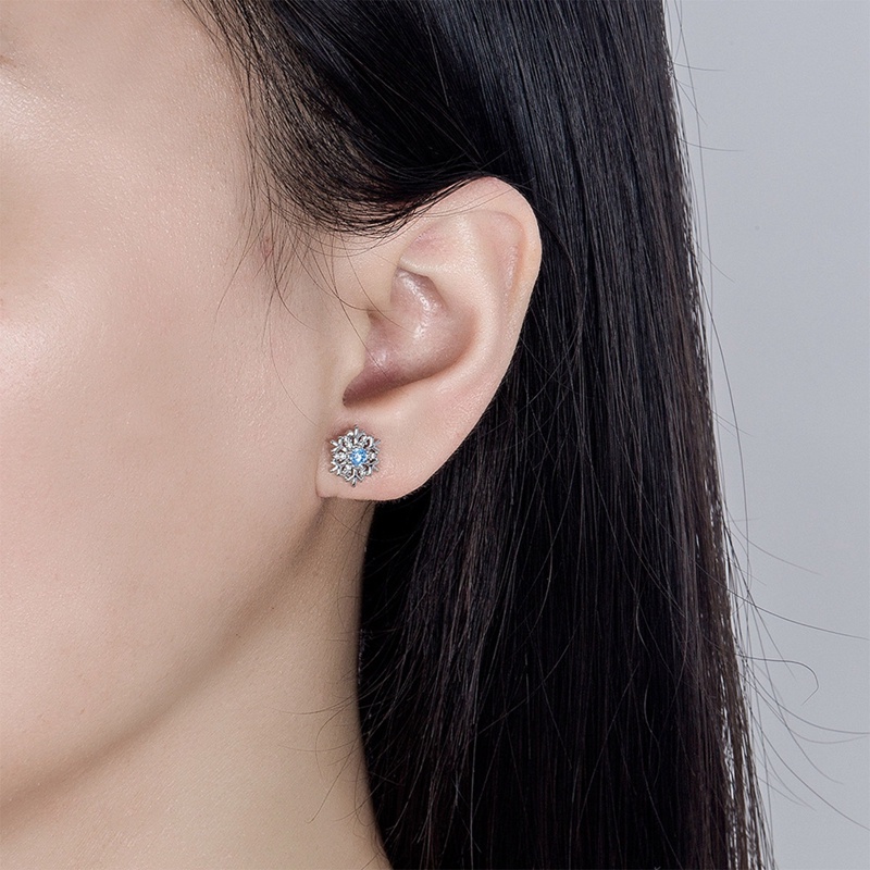 Bông Tai Hình Hoa Tuyết Đính Đá Zircon Lấp Lánh Sang Trọng Cho Nữ