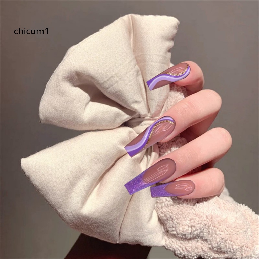 Set 24 Móng Tay Giả Trọng Lượng Nhẹ Trang Trí Họa Tiết Tinh Tế