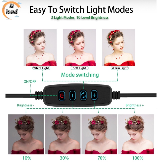 Đèn LED Tròn 9 Inch 4 Trong 1 Dùng Trang Điểm