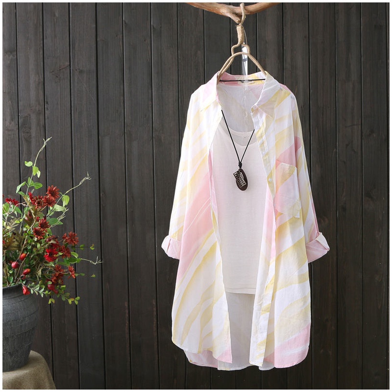 Áo Sơ Mi Chiffon Dài Tay Chống Nắng Dáng Rộng In Họa Tiết Phong Cách Mới Cho Nữ