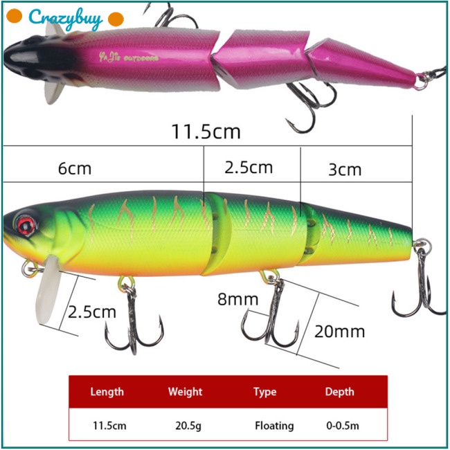 Cr Mồi Giả Câu Cá 3 Khớp Nối Bằng Nhựa Cứng