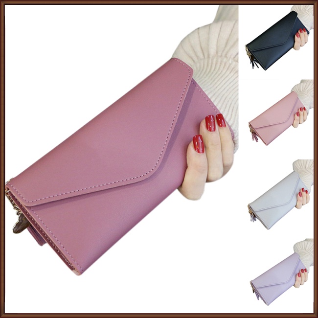 Ví Cầm Tay Đựng Thẻ Gắn Núm Tua Đơn Giản Thời Trang Cho Nữ
