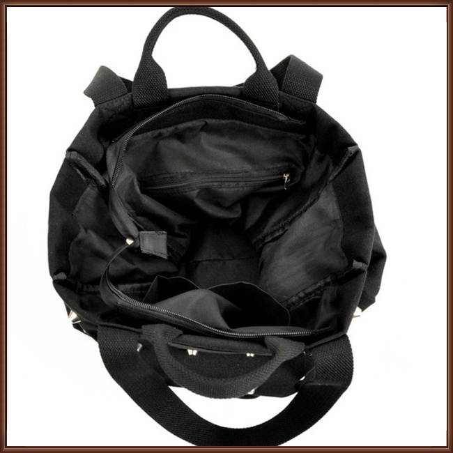 Túi Xách Đeo Vai Vải Bạt Phối Đinh Tán Thời Trang Nữ Cá Tính