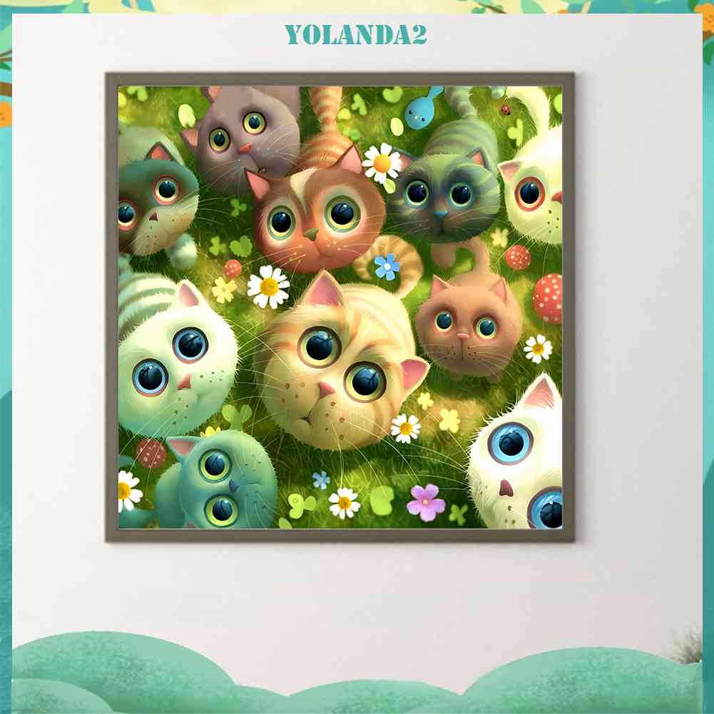 Tranh Đính Đá Kim Cương Toàn Bộ 5D DIY Hình Vẽ Mèo Trang Trí Nhà Cửa