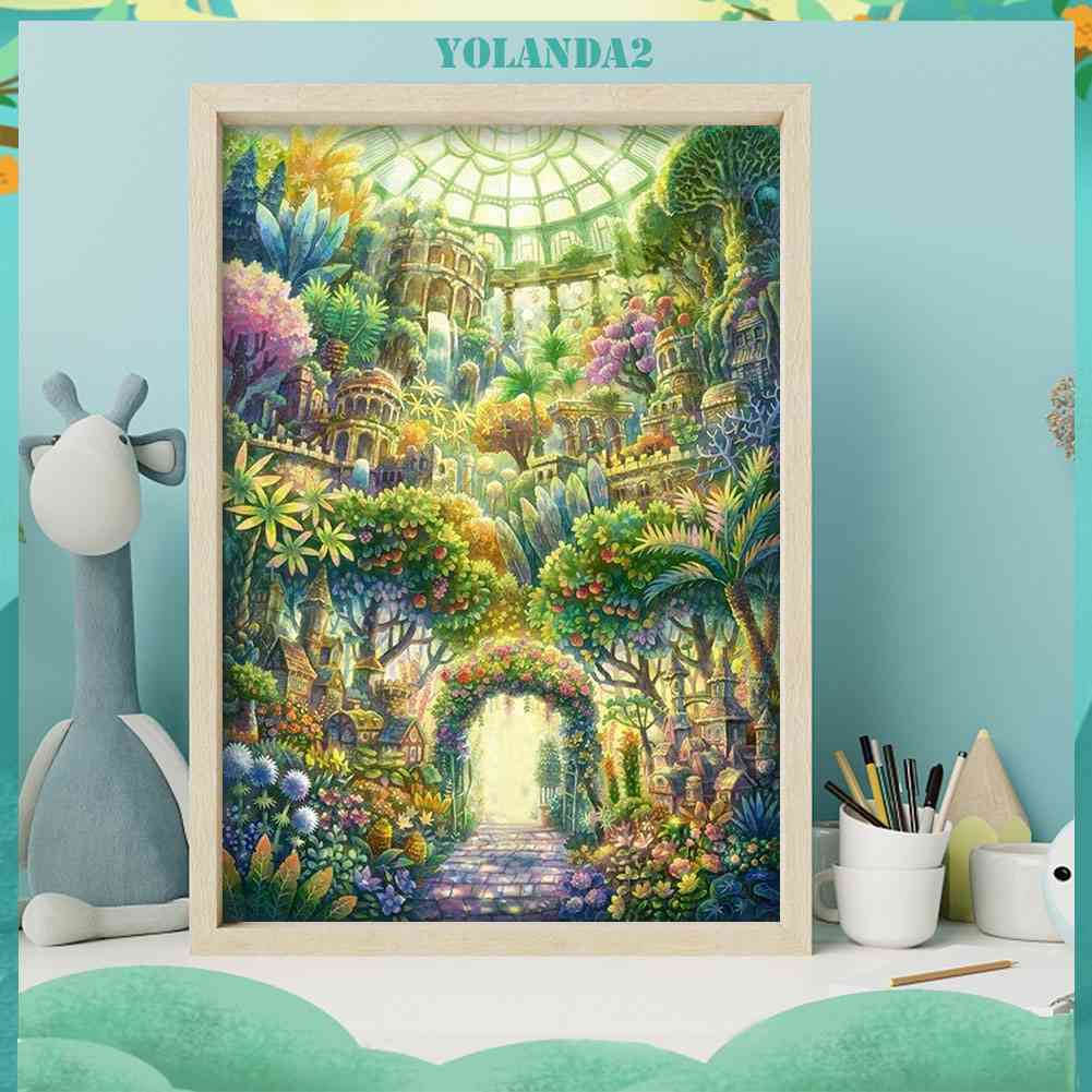 Tranh Đính Đá Kim Cương Toàn Bộ 5D DIY Hình Lâu Đài Khu Vườn