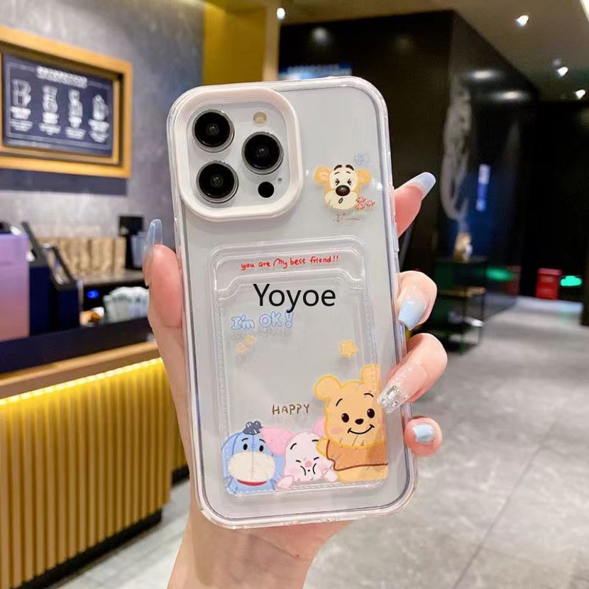 Ốp Điện Thoại Silicon Mềm Trong Suốt Chống Sốc Kèm Ngăn Đựng Thẻ Cho iPhone 13 11 12 14 Pro Max X XR XS Max 7 8 Plus SE