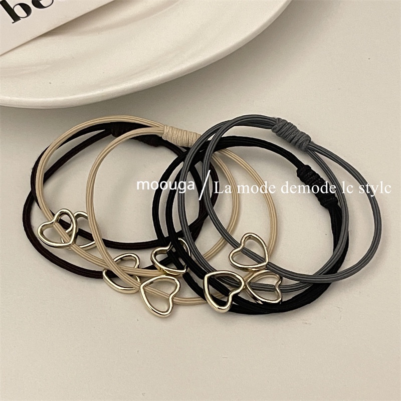 Dây Buộc Tóc Cao Su Co Giãn Họa Tiết Trái Tim Xinh Xắn