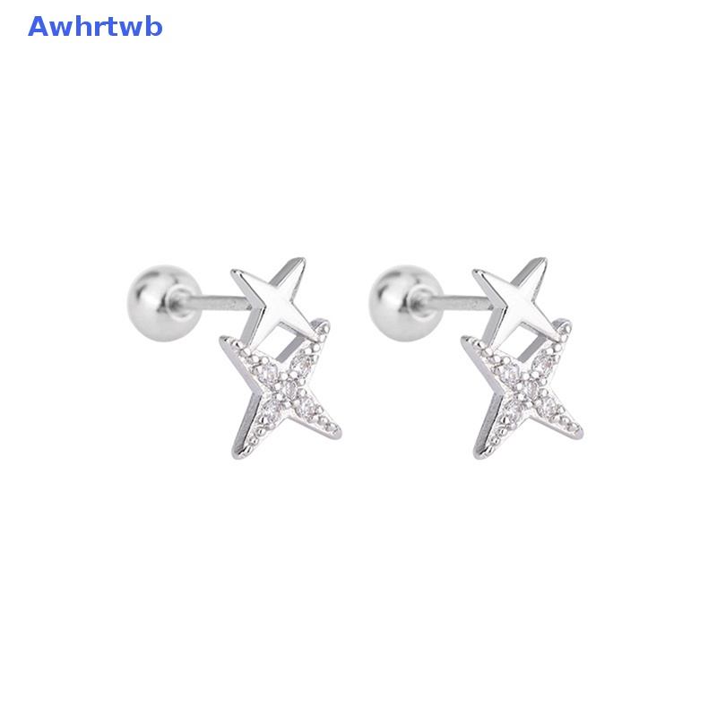 1 Đôi Bông Tai Hình Ngôi Sao Năm Cánh Đính Đá Zircon y2k Thời Trang Dành Cho Nữ Mới