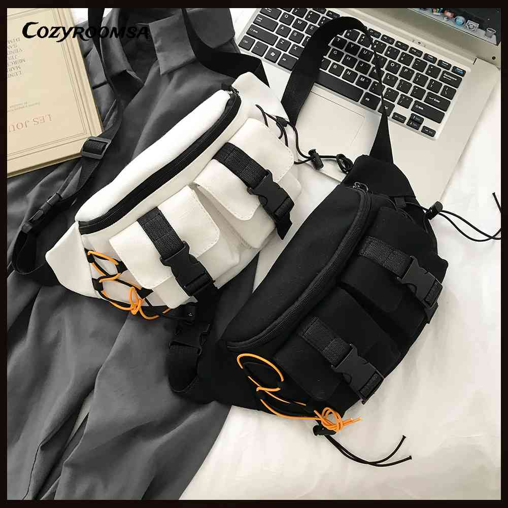 Túi Đeo Chéo Ngực / Thắt Lưng Bằng Vải Bạt Unisex Phong Cách Đường Phố