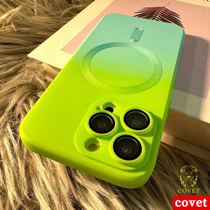 COVET ốp lưng iphone Ốp Điện Thoại Silicon Mềm Hít Nam Châm Màu Gradient Sang Trọng Cho ốp cho iPhone 11 12 13 14 Pro Max Plus