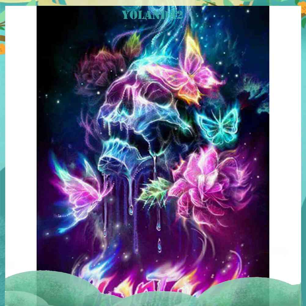 Tranh Đính Đá Kim Cương Toàn Bộ 5D DIY Hình Đầu Lâu