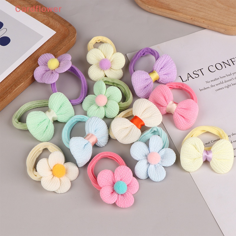 Bộ 6 Dây Cột Tóc Cao Su Co Dãn Đính Nơ Thời Trang Mới Cho Bé Gái